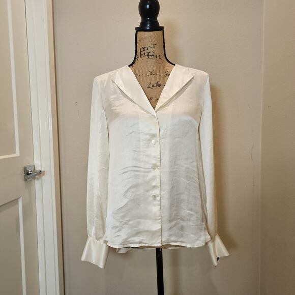 Theory Satin Deno Long Sleeve Button Down Asyem blouse - Picture 1 of 7